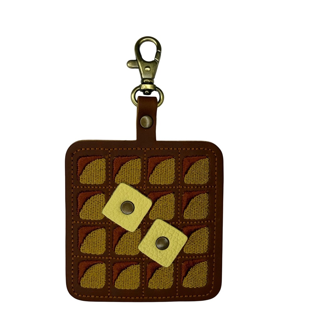 Portland Leather Goods Breakfast Waffle Keychain Honey Brown Leather NEW